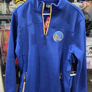 Blue Quarter-Zip Pullover with Yellow Accents